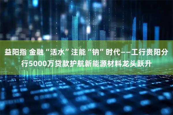 益阳指 金融“活水”注能“钠”时代——工行贵阳分行5000万贷款护航新能源材料龙头跃升